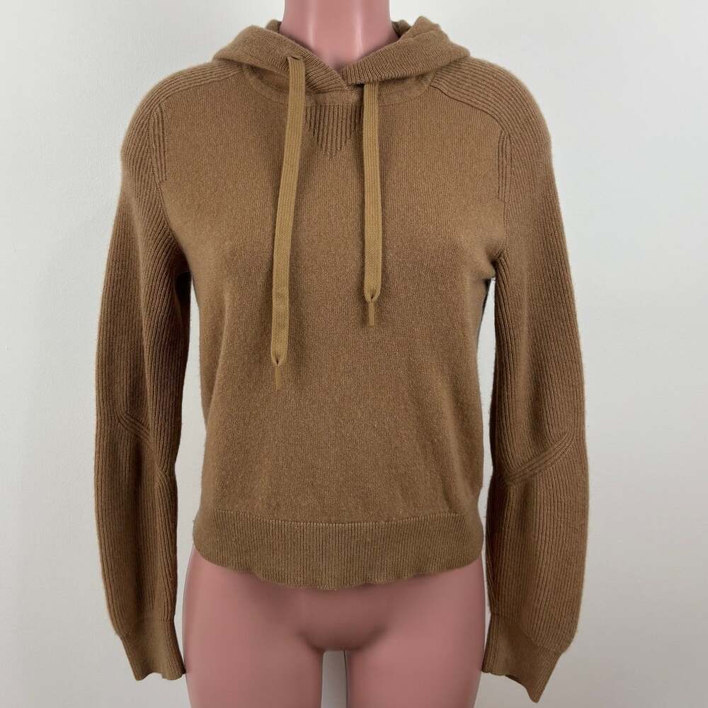 Rag & Bone Logan Cashmere Mixed-Knit Hoodie Caramel Camel Brown